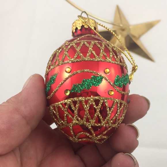 Vintage GKI/Bethlehem Glass Egg shaped embellished Christmas Ornament - Picture 5 of 8